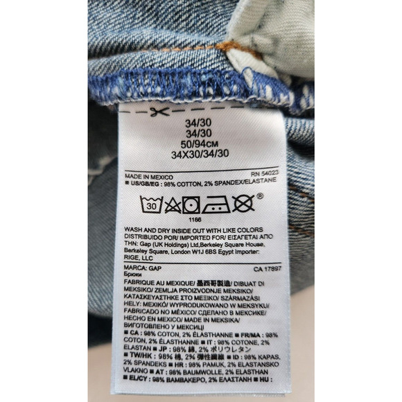 Gap 1969 Slim Men's size 34x30 Distressed Denim Slim Jeans (E3) - Picture 15 of 16